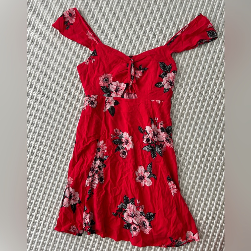 Red floral dress